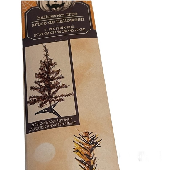 SET OF TWO Mini Halloween Trees Tabletop Black Orange 11 x 11 x 18 inches - Picture 6 of 13